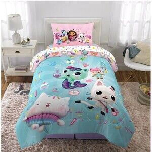 Gabby's Dollhouse Cakey MerCat Pandy Kids Bedding Comforter set twin/full